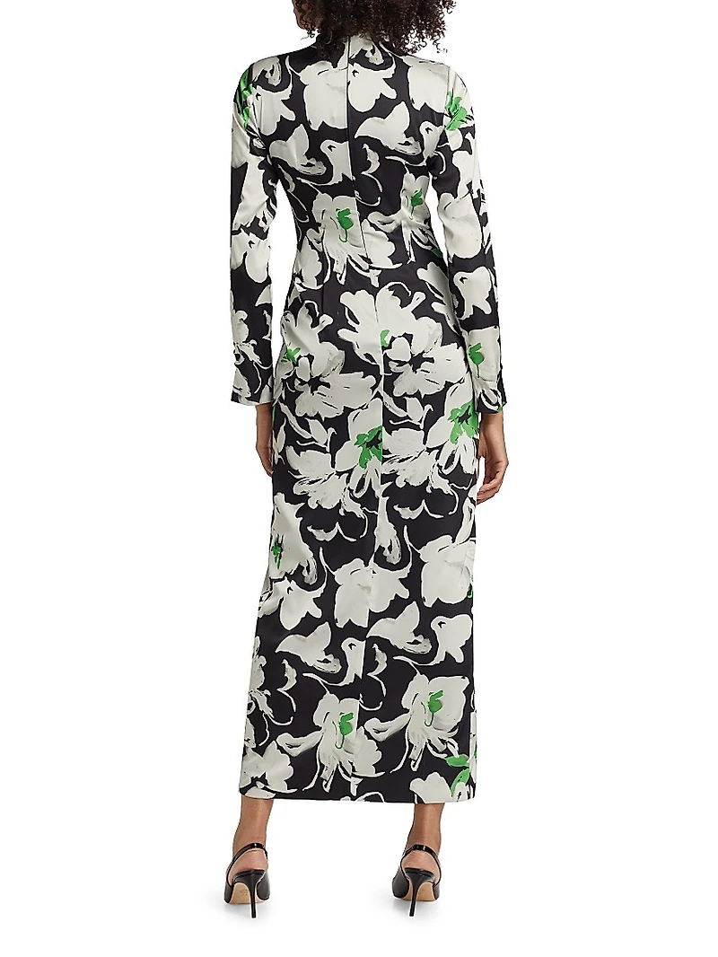 Floral Crêpe Sheath Midi-Dress