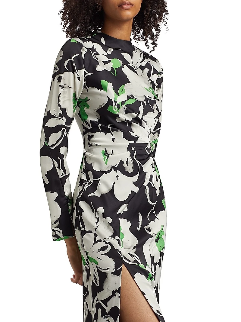 Floral Crêpe Sheath Midi-Dress
