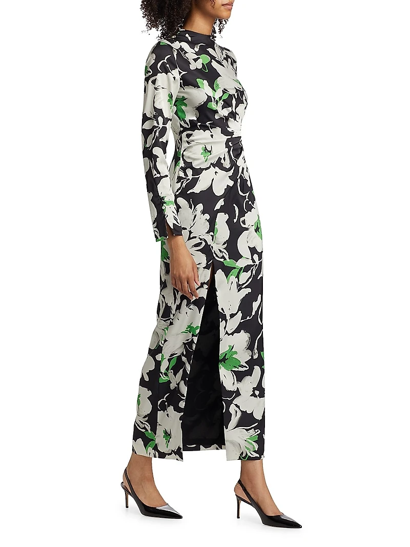 Floral Crêpe Sheath Midi-Dress