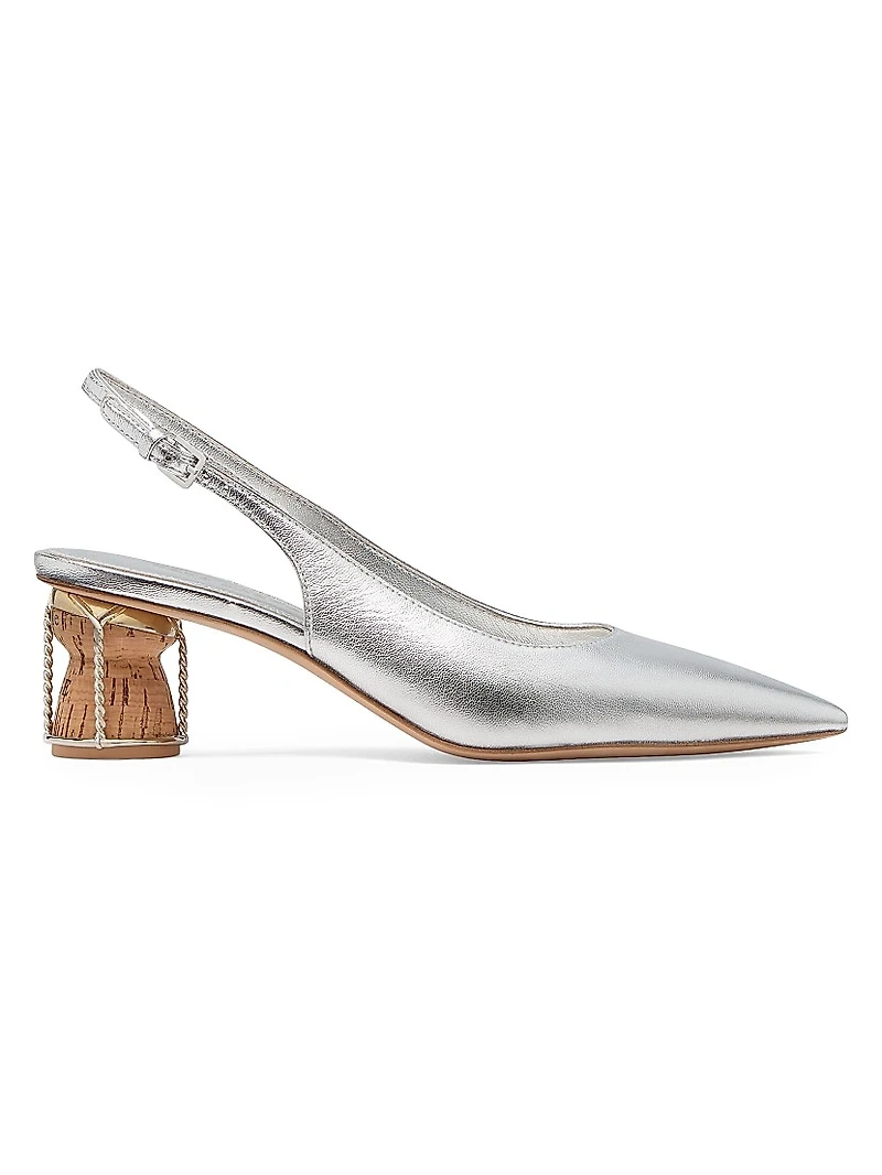Soiree 60MM Metallic Leather Cork-Heel Pumps
