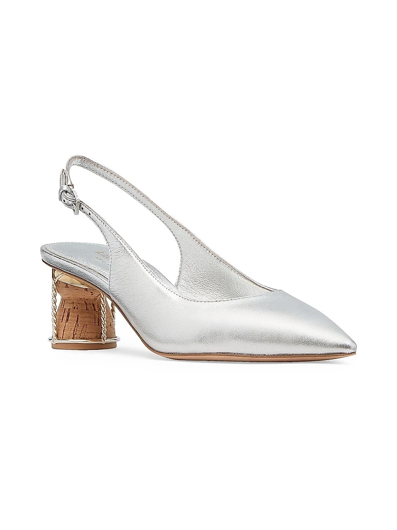 Soiree 60MM Metallic Leather Cork-Heel Pumps