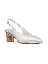 Soiree 60MM Metallic Leather Cork-Heel Pumps