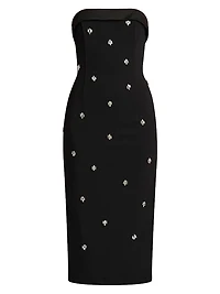 Beaded Tuxedo Strapless Midi-Dress