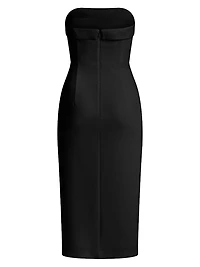 Beaded Tuxedo Strapless Midi-Dress