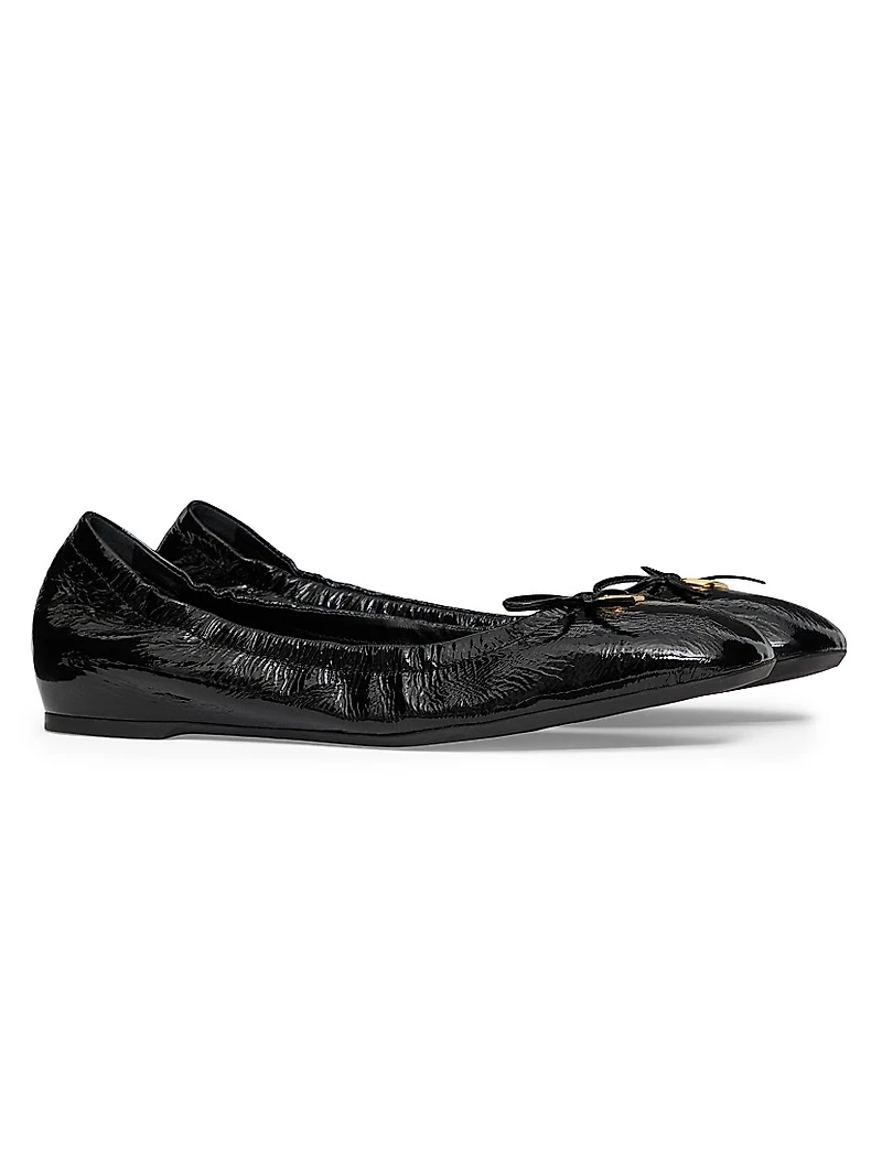 VLogo Signature Patent Leather Ballerina Flats