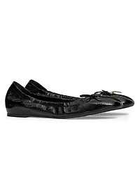 VLogo Signature Patent Leather Ballerina Flats