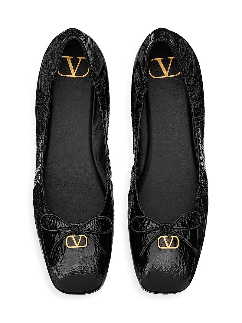 VLogo Signature Patent Leather Ballerina Flats