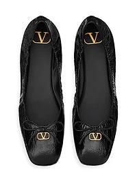 VLogo Signature Patent Leather Ballerina Flats