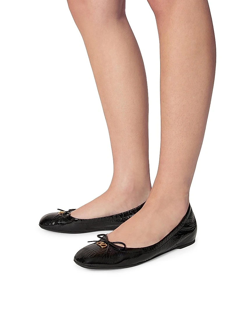 VLogo Signature Patent Leather Ballerina Flats