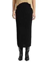 Hatching Pleats Midi-Skirt