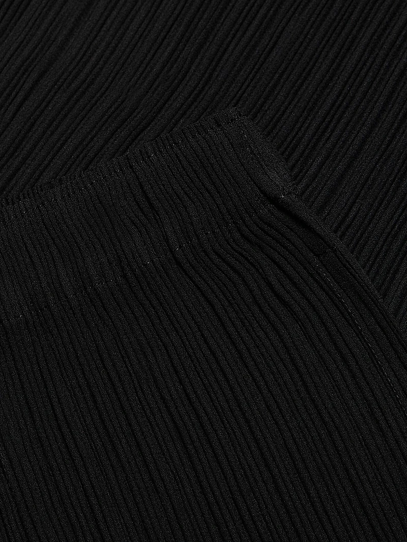 Hatching Pleats Midi-Skirt