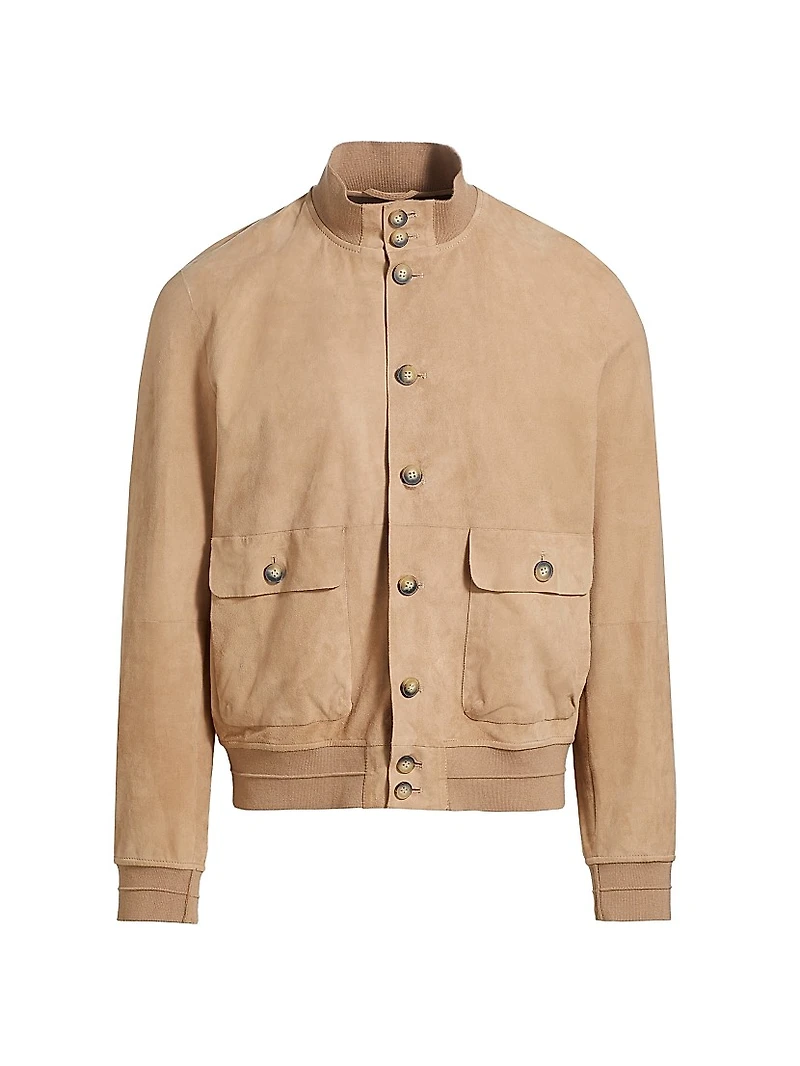 Suede Button-Front Jacket