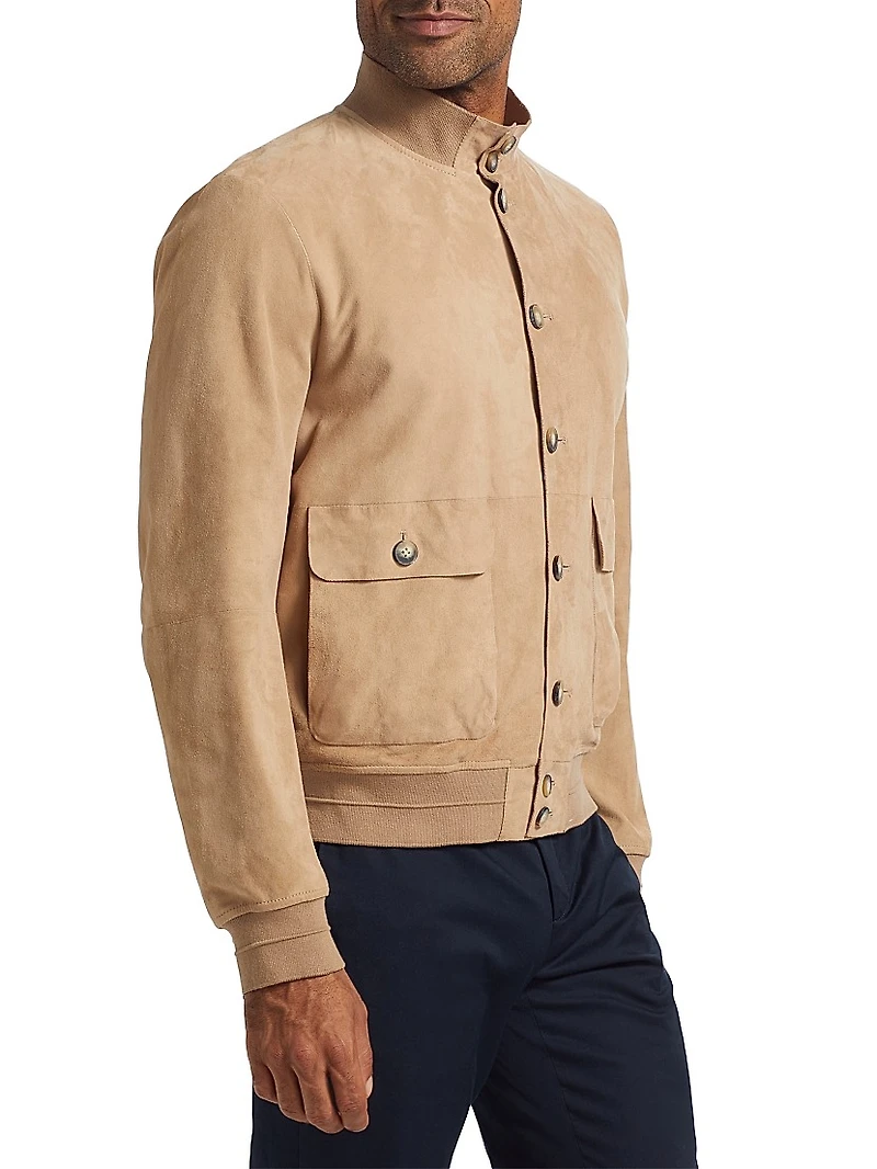 Suede Button-Front Jacket