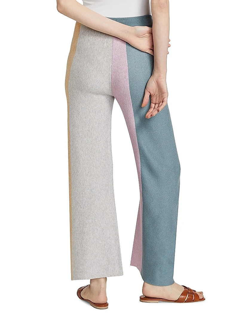 Colorblock Wide-Leg Knit Pants