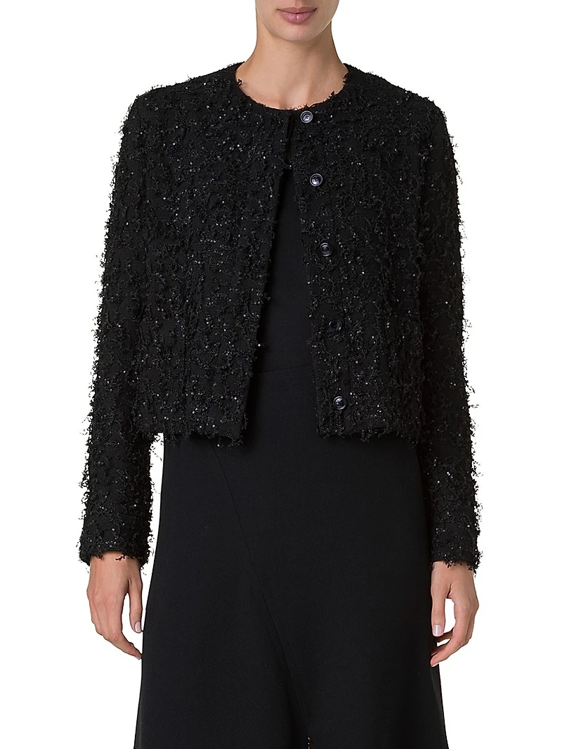 Bea Embellished Bouclé Crop Jacket