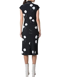 Dandelion Print Crêpe Midi-Dress