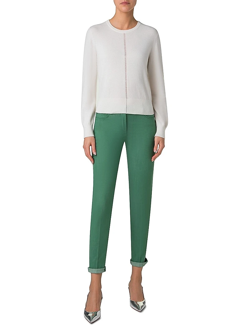 Striped Cashmere Crewneck Sweater