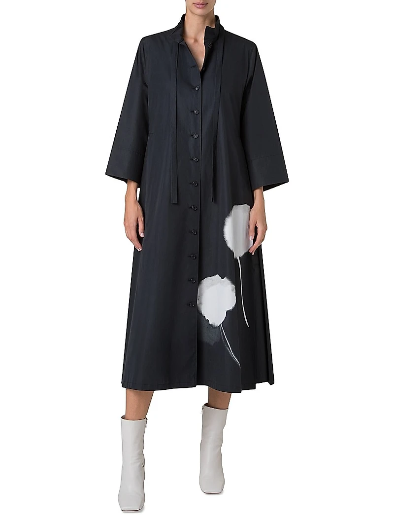 Dandelion Cotton Button-Front Midi-Dress