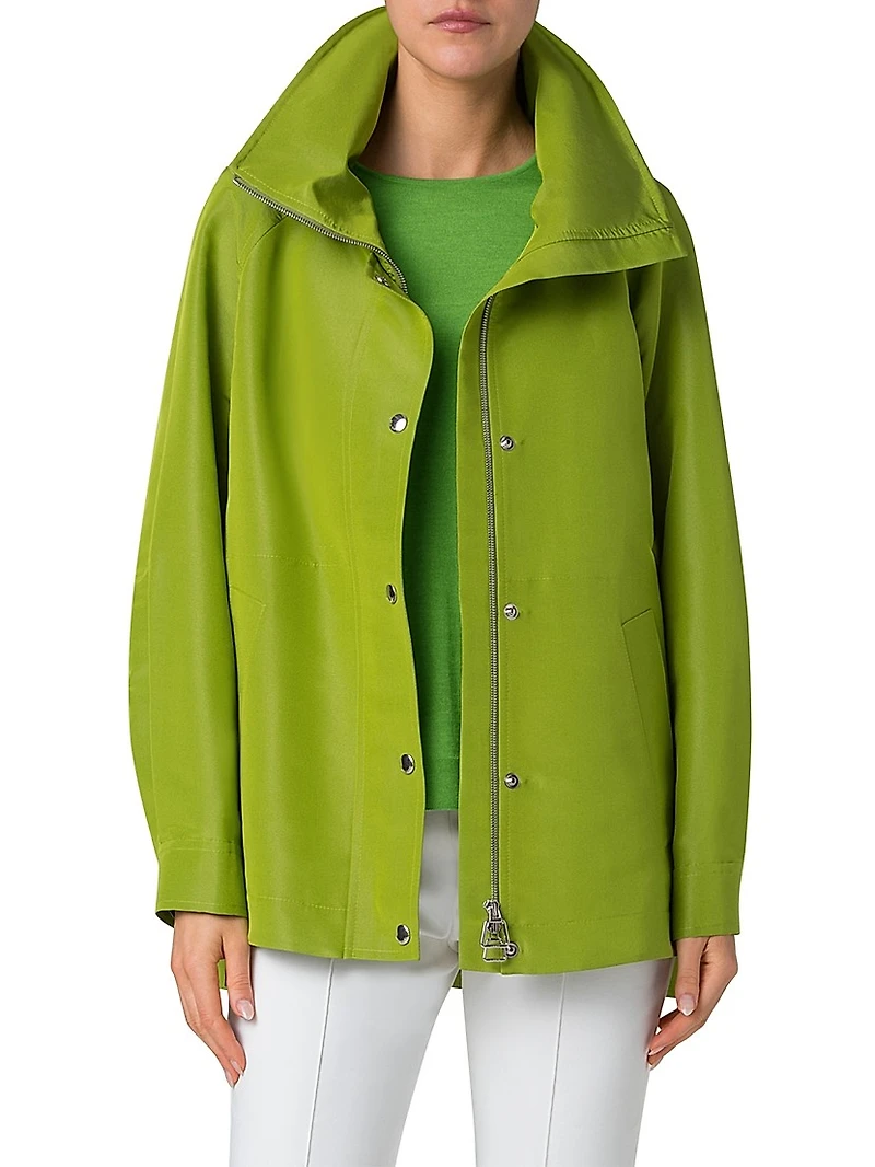 Palina Silk Concealed-Hood Parka