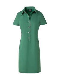 Stretch-Denim Short-Sleeve Minidress