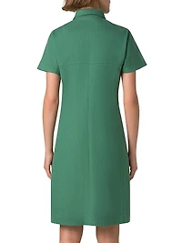 Stretch-Denim Short-Sleeve Minidress