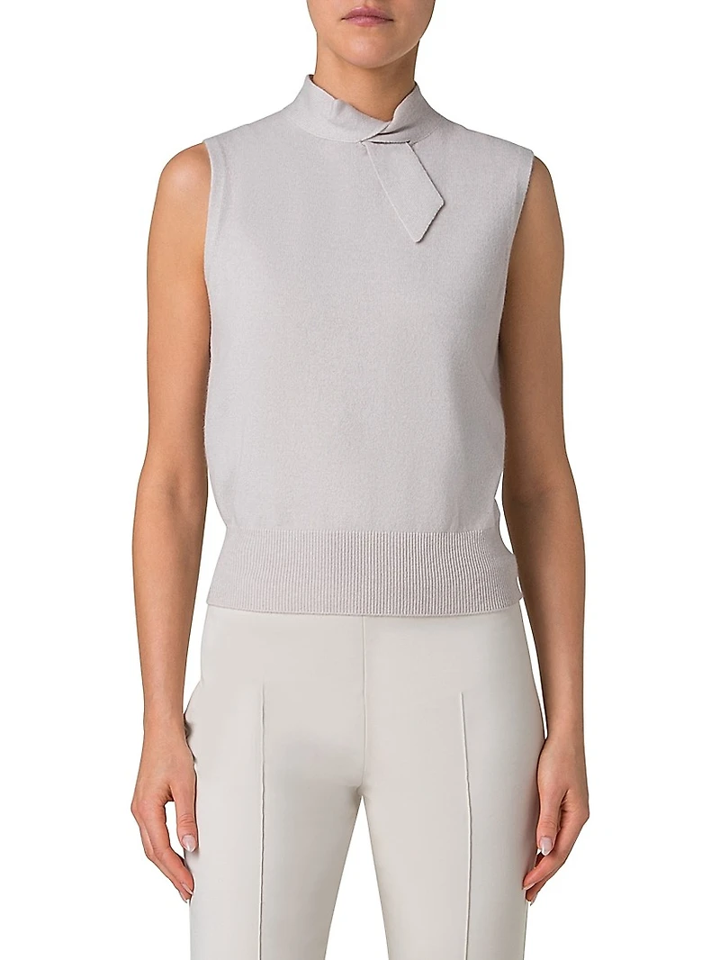 Cashmere Stand Collar Sleeveless Sweater