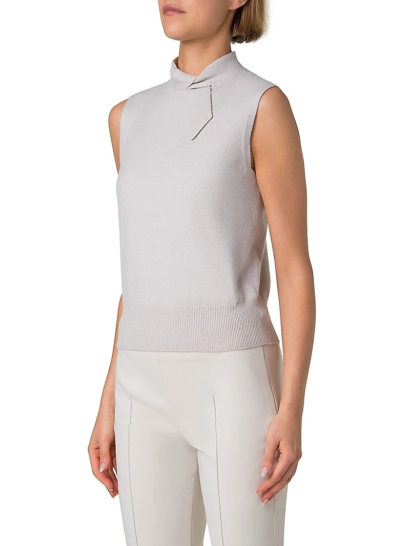 Cashmere Stand Collar Sleeveless Sweater