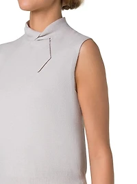 Cashmere Stand Collar Sleeveless Sweater