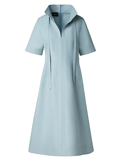 Cotton-Poplin Short-Sleeve Midi-Dress