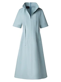 Cotton-Poplin Short-Sleeve Midi-Dress