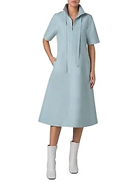 Cotton-Poplin Short-Sleeve Midi-Dress