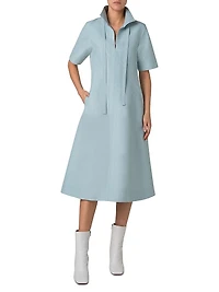 Cotton-Poplin Short-Sleeve Midi-Dress