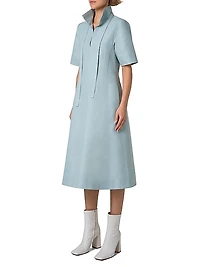 Cotton-Poplin Short-Sleeve Midi-Dress