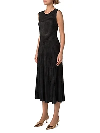 Metallic Rib-Knit Sleeveless Midi-Dress