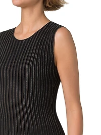 Metallic Rib-Knit Sleeveless Midi-Dress