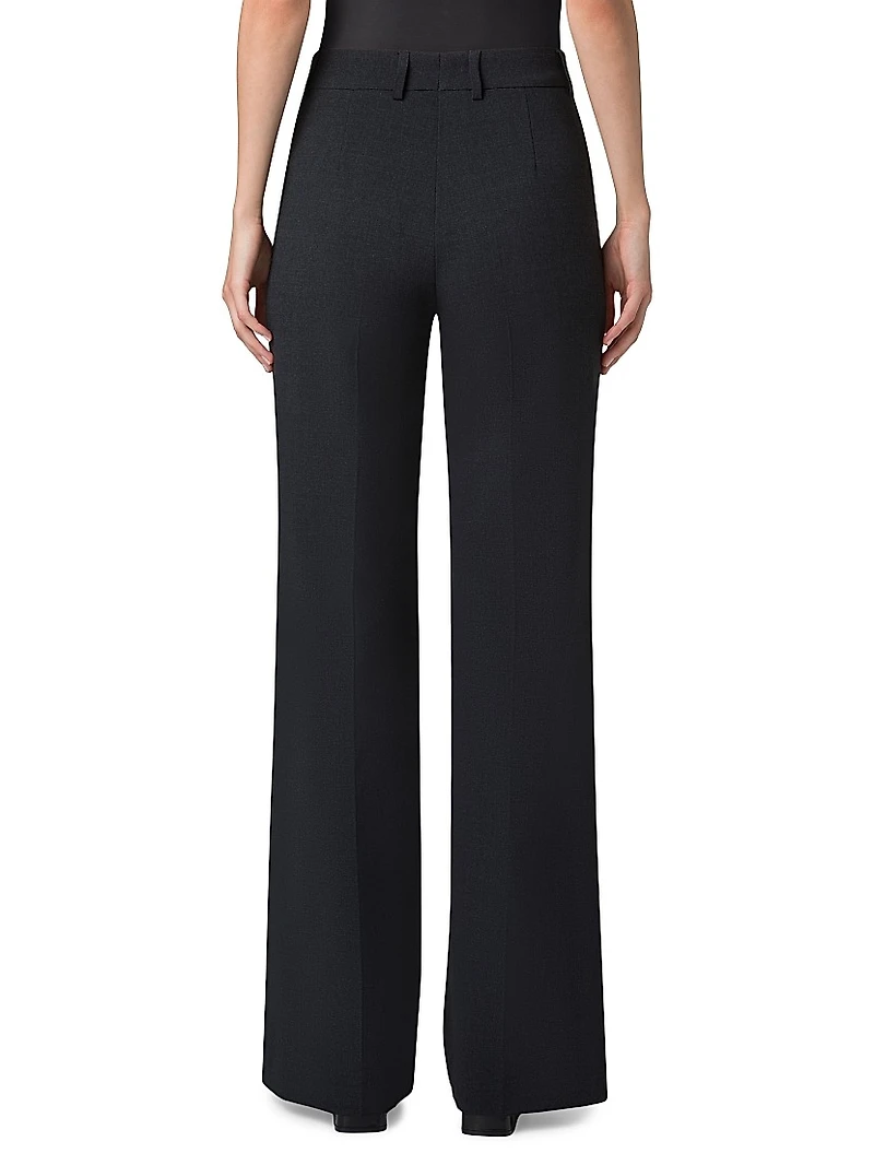 Florine Stretch-Wool Straight-Leg Pants