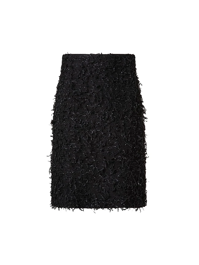 Embellished Bouclé A-Line Miniskirt