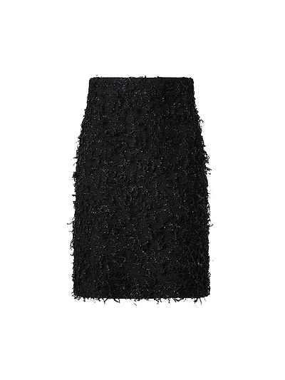 Embellished Bouclé A-Line Miniskirt