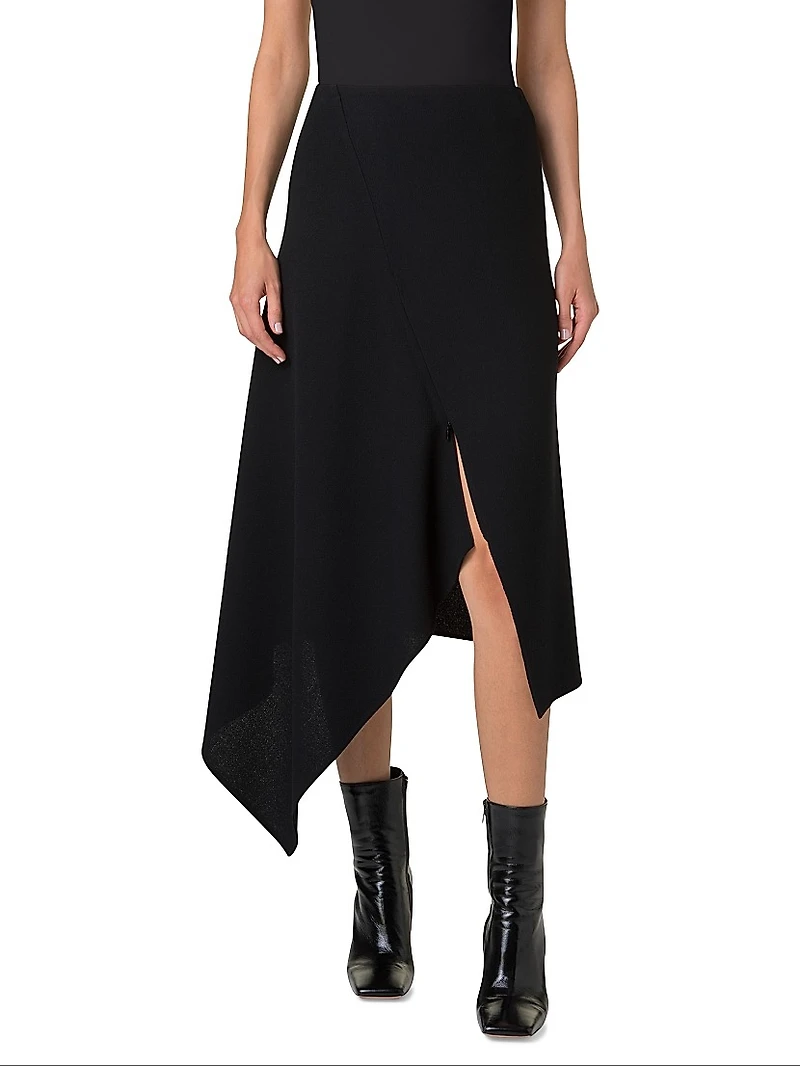 Neoprene Asymmetric Midi-Skirt
