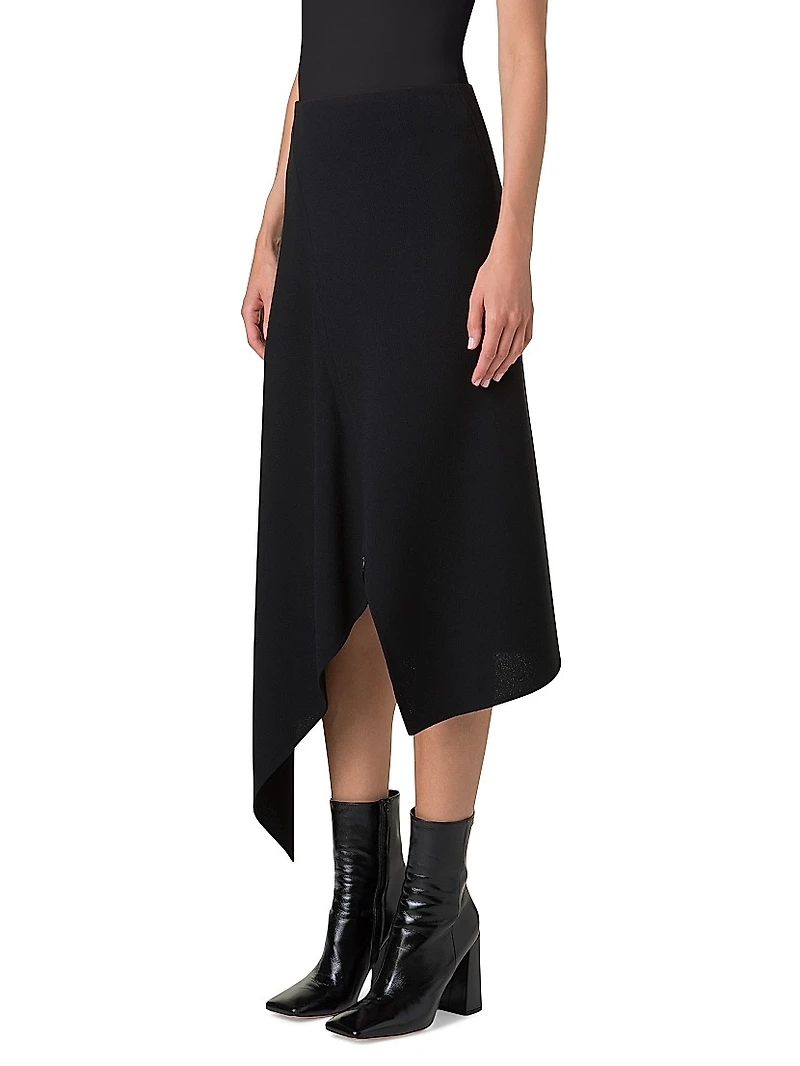 Neoprene Asymmetric Midi-Skirt