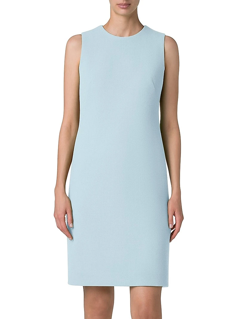 Wool Sleeveless Sheath Minidress