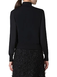Virgin Wool-Silk Knit Layered Cardigan