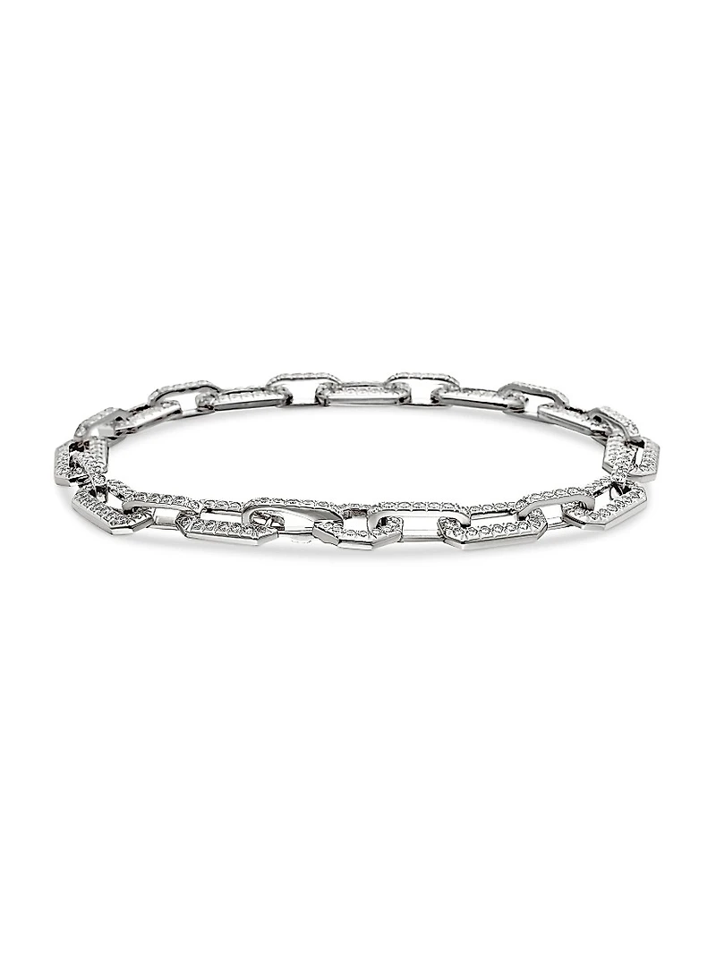 Pavé Chain Bracelet 18K White Gold