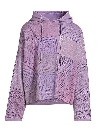 Colorblocked Stitch Cotton Drawstring Hoodie