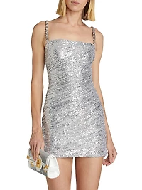 Sequined Chain-Strap Minidress
