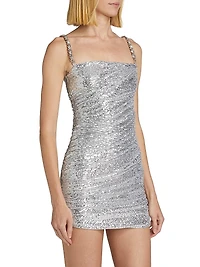 Sequined Chain-Strap Minidress