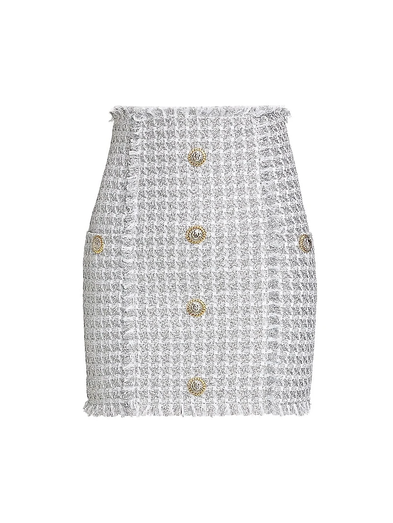 Buttoned Tweed Miniskirt