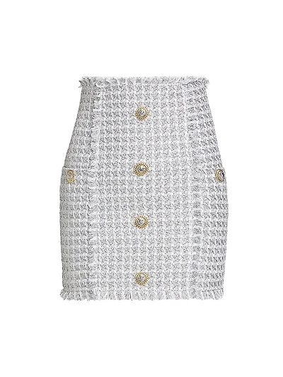 Buttoned Tweed Miniskirt