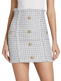 Buttoned Tweed Miniskirt