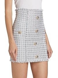 Buttoned Tweed Miniskirt